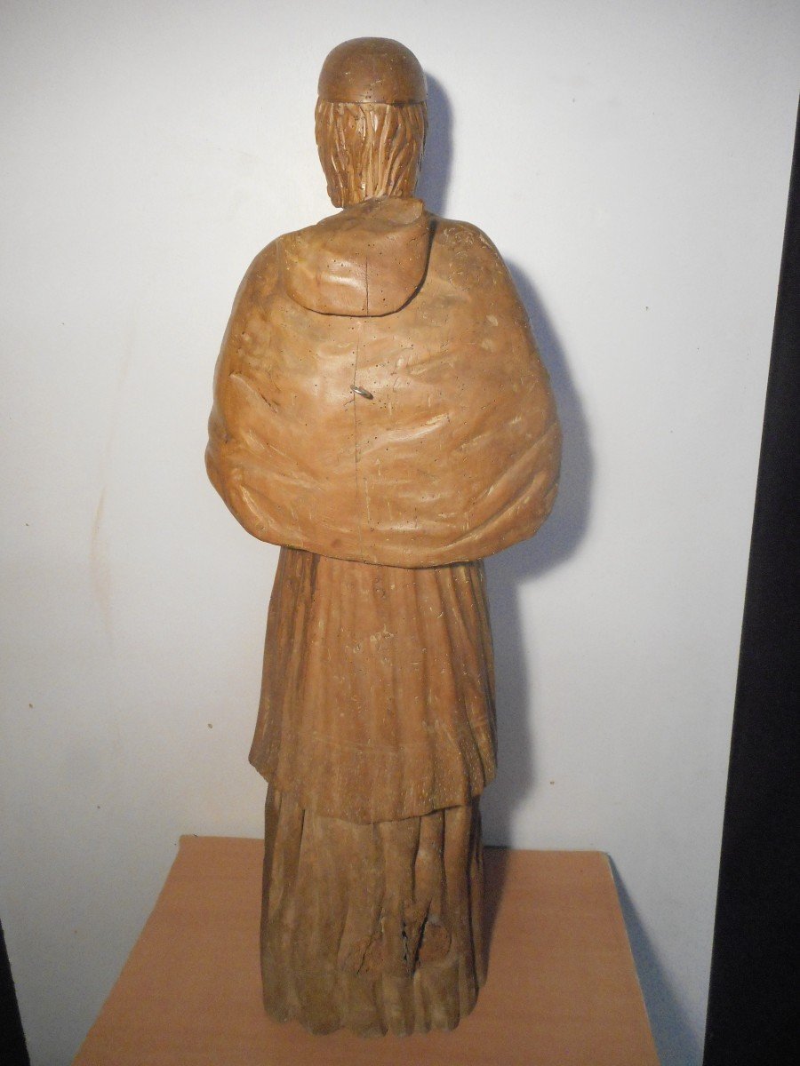 Large Religious Statue In Carved Lime 17th Century-photo-6