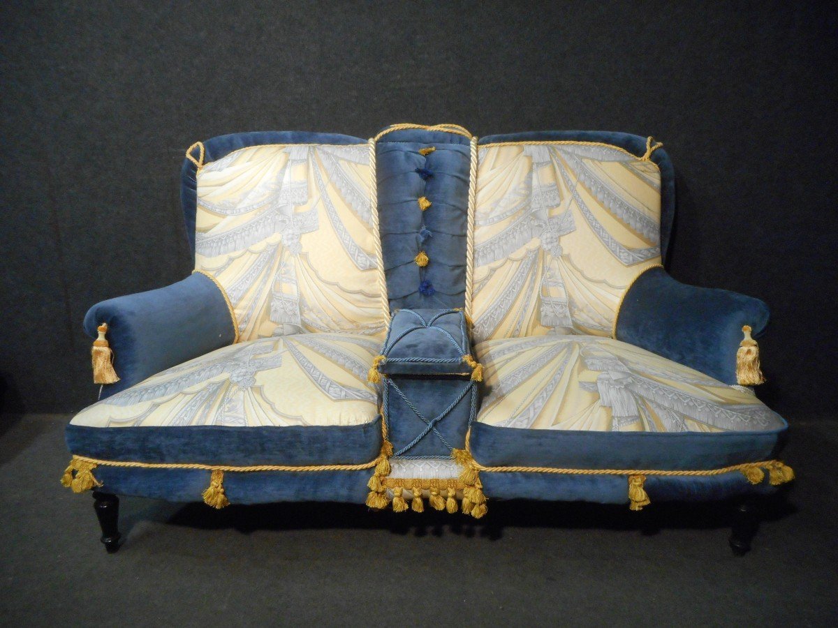 Canapé époque Napoléon III tissu Pierre Balmain-photo-2