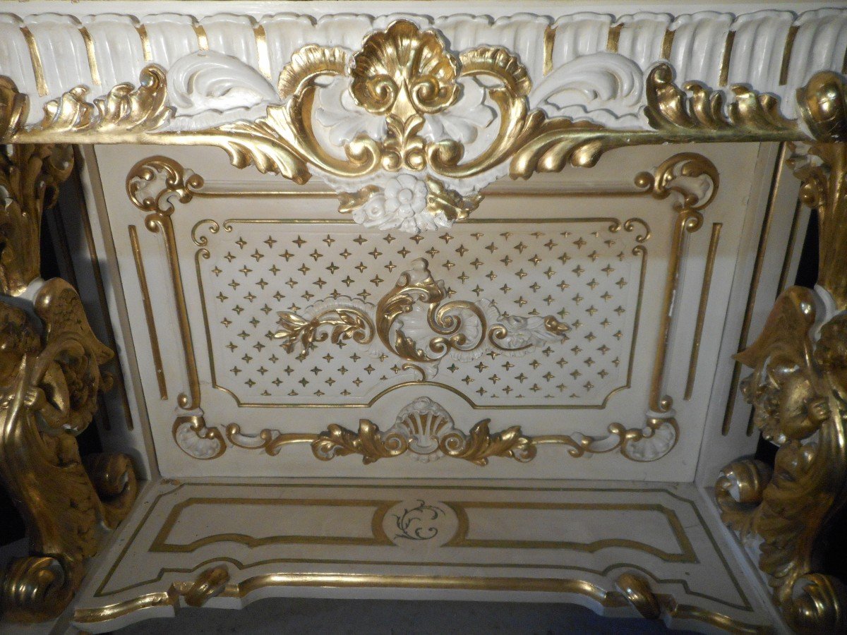 Large Console In Lacquered And Gilded Wood XIXth-photo-2