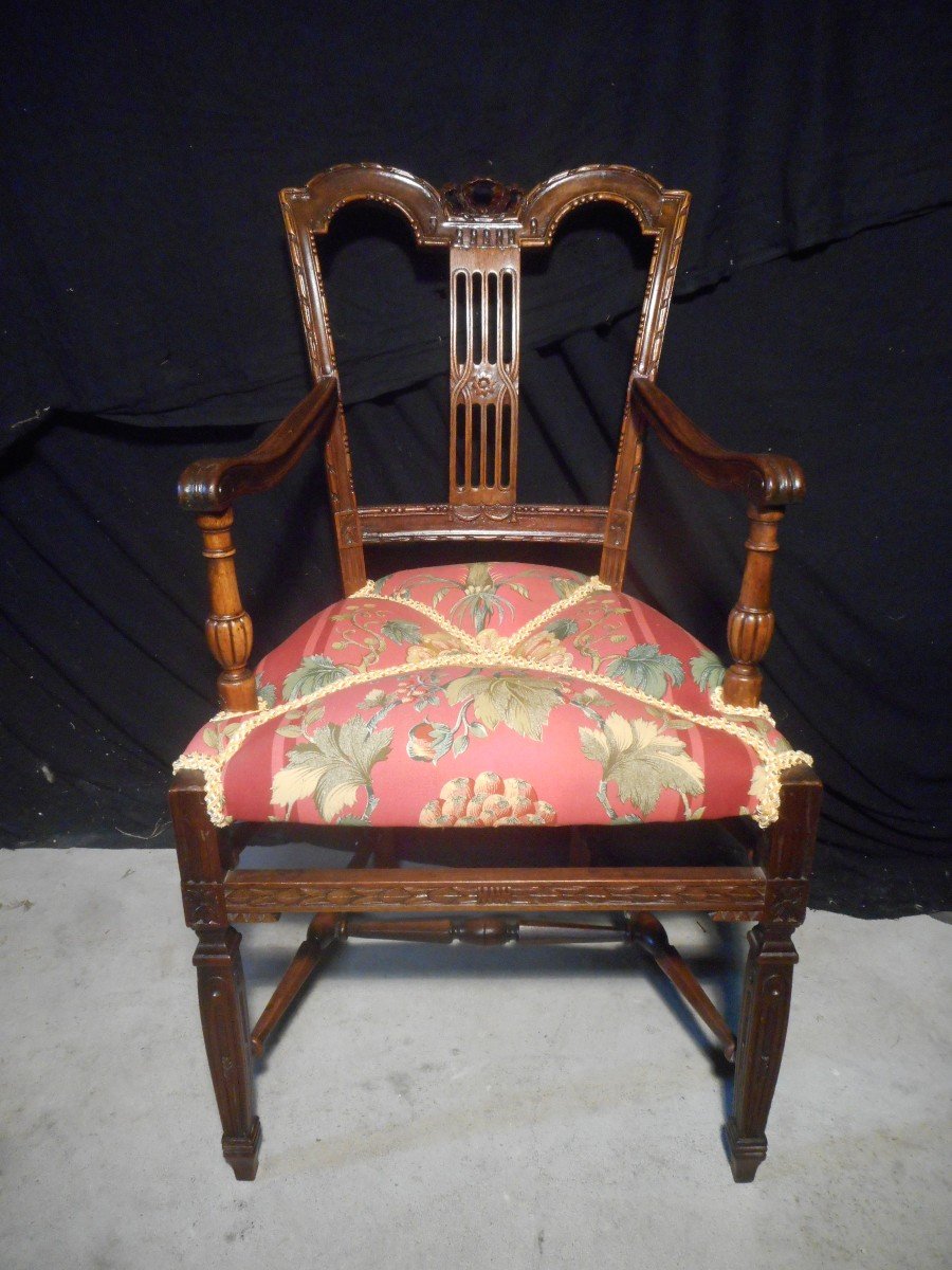 Pair Of Provençal Armchair In Walnut Eighteenth Time-photo-4