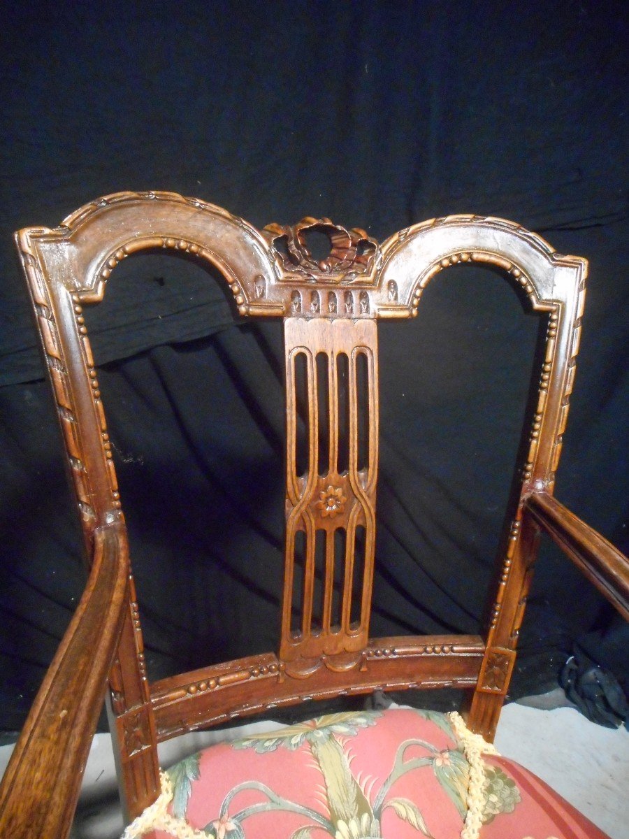 Pair Of Provençal Armchair In Walnut Eighteenth Time-photo-1