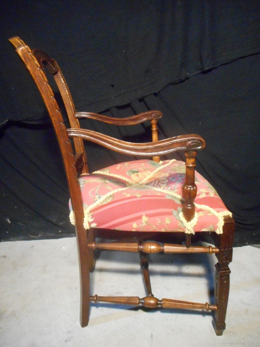 Pair Of Provençal Armchair In Walnut Eighteenth Time-photo-6