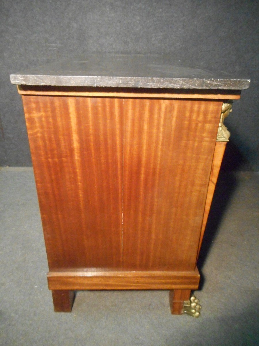 Empire Period Commode In Blond Cuban Mahogany And Gilt Bronze-photo-6