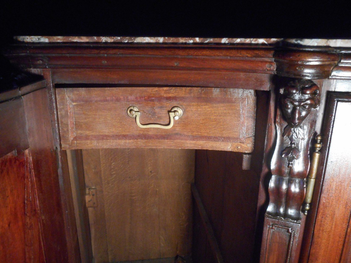 Curved Sideboard In English Mahogany Eighteenth Time-photo-1