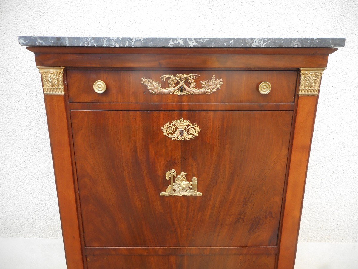 Mahogany Secretary Directoire Period Stamped Louis Moreau-photo-2