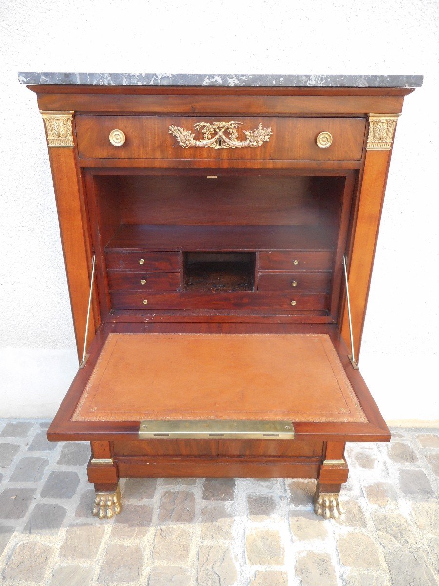 Mahogany Secretary Directoire Period Stamped Louis Moreau-photo-4