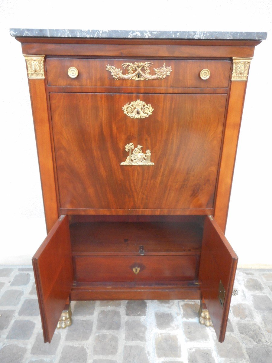 Mahogany Secretary Directoire Period Stamped Louis Moreau-photo-5
