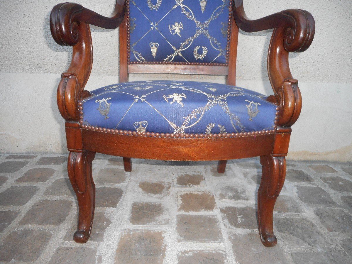 Série de Quatre Fauteuils époque Restauration En Acajou de Cuba-photo-2