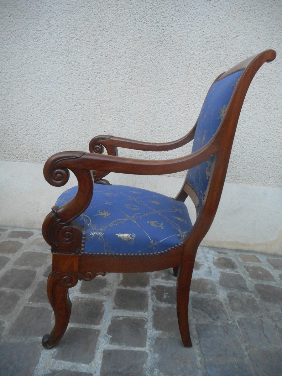 Série de Quatre Fauteuils époque Restauration En Acajou de Cuba-photo-5
