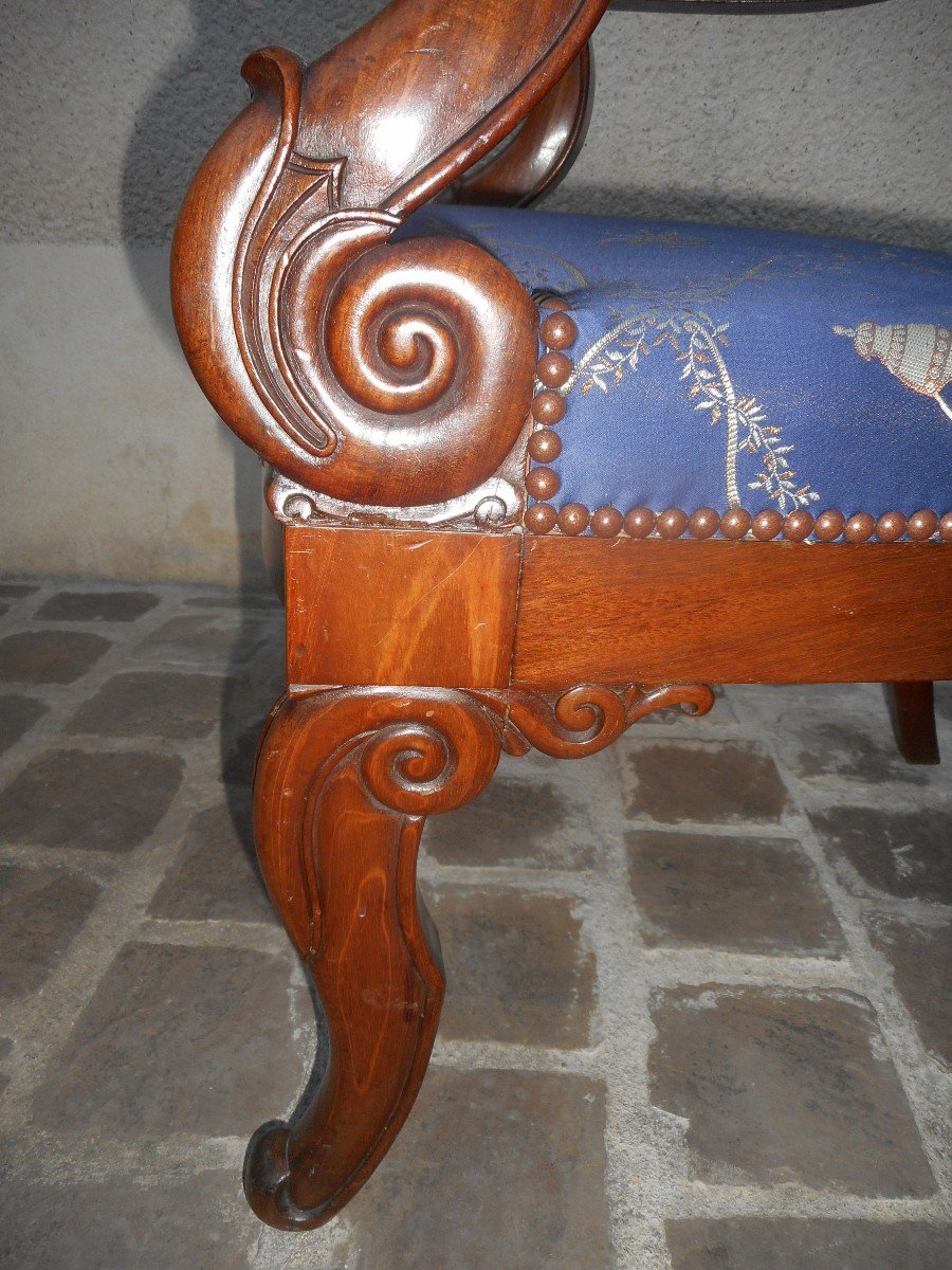 Série de Quatre Fauteuils époque Restauration En Acajou de Cuba-photo-7