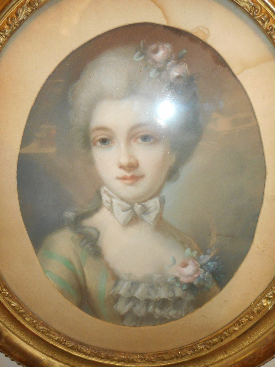 Pastel portrait Jeune Femme signé époque XIXe-photo-3