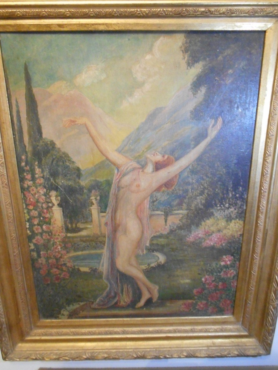 Tableau Femme Nue Au Drapée De Paul Emile Chabas 1869-1937-photo-4