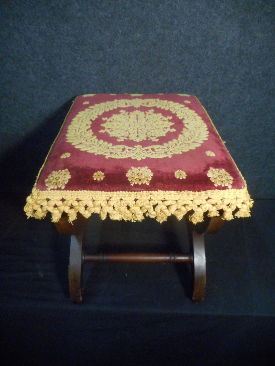 Empire Period Curule Stool In Mahogany And Gilt Bronze-photo-7