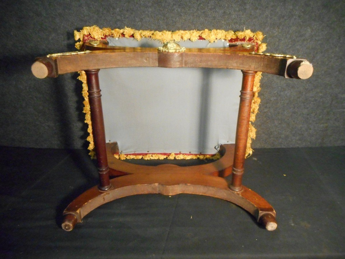 Empire Period Curule Stool In Mahogany And Gilt Bronze-photo-8