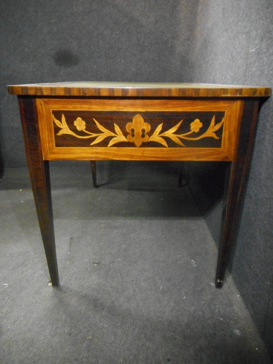 Early Nineteenth Time Desk In Stamped Marquetry-photo-4