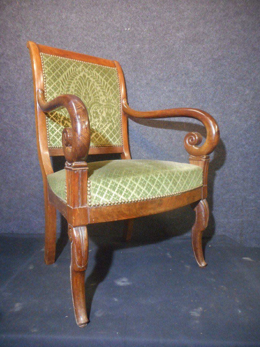 Series Of 6 Mahogany Armchair Restoration Period-photo-3
