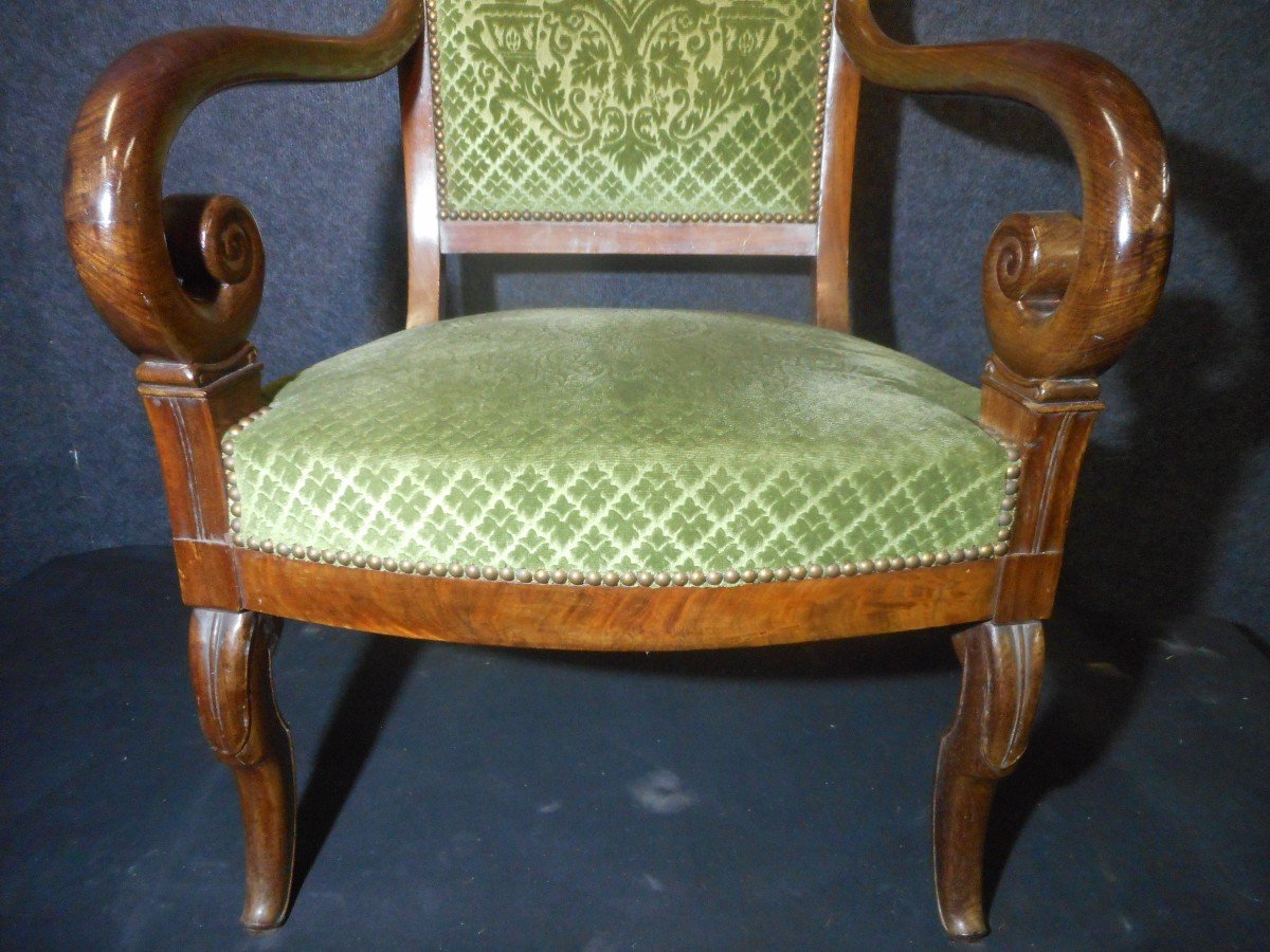Series Of 6 Mahogany Armchair Restoration Period-photo-2