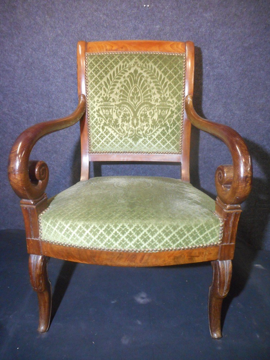 Series Of 6 Mahogany Armchair Restoration Period-photo-8