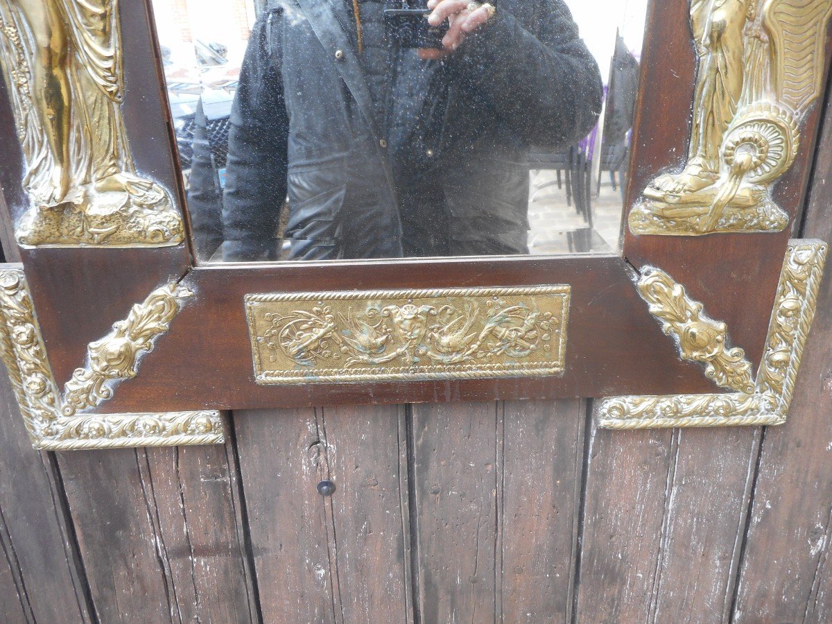 Mirror In Wood And Gilt Bronze Nineteenth Time-photo-1