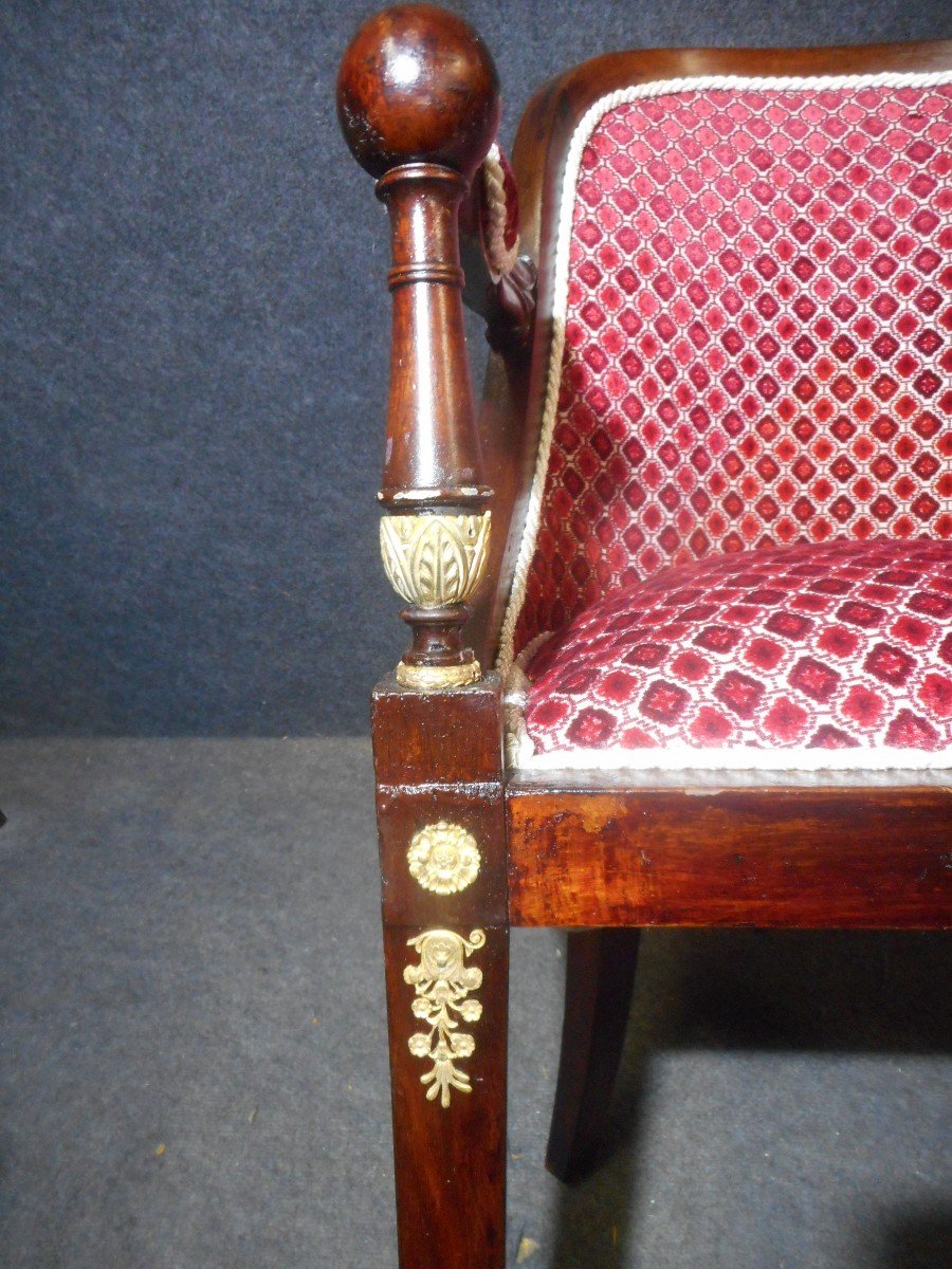 Série De Fauteuil Officier époque Empire En Acajou Et Bronze Doré-photo-3