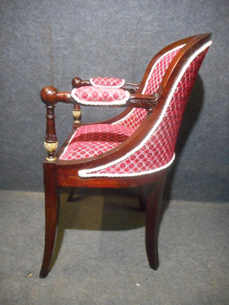 Série De Fauteuil Officier époque Empire En Acajou Et Bronze Doré-photo-4