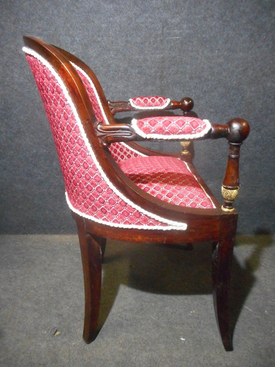 Série De Fauteuil Officier époque Empire En Acajou Et Bronze Doré-photo-6