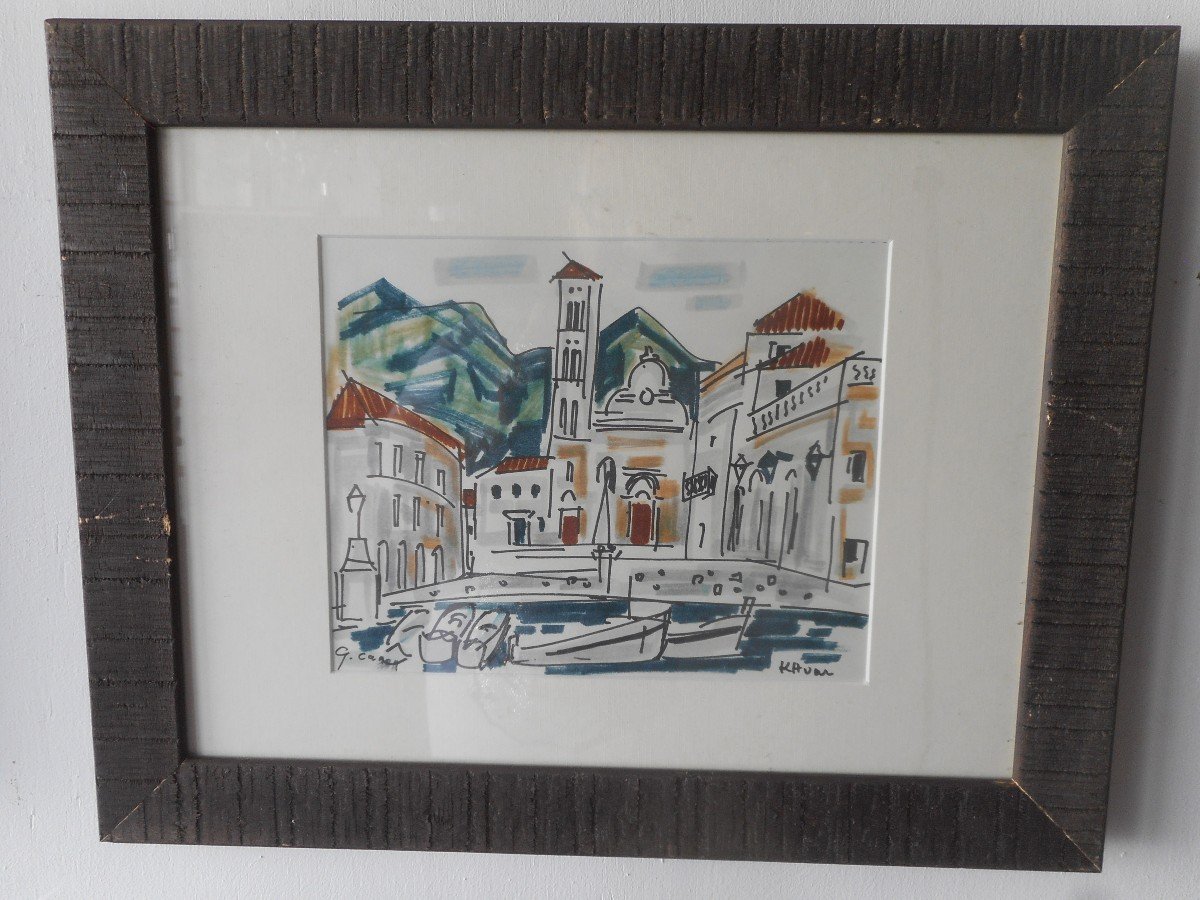 Series Of Five Watercolors By The Montmartre Painter Gabrielle Canon-courio-photo-2