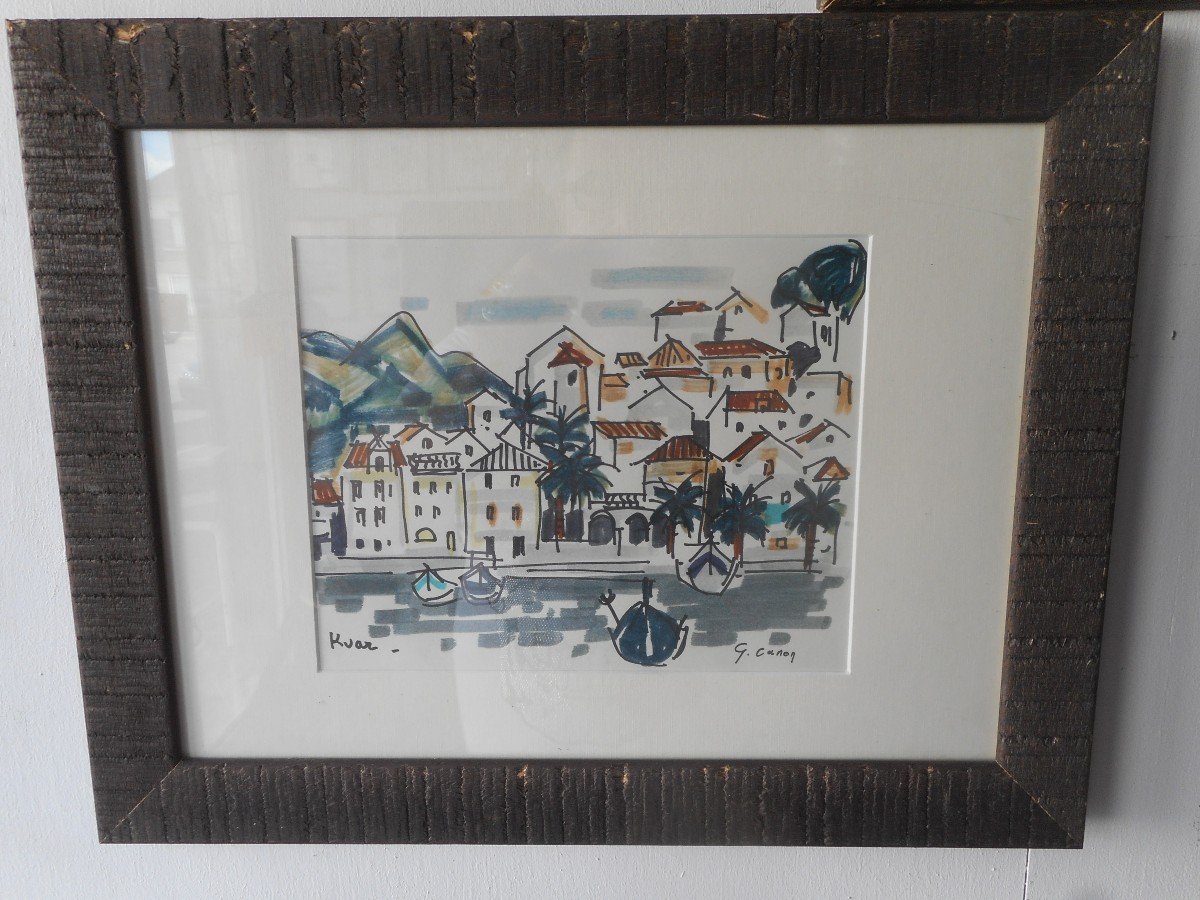 Series Of Five Watercolors By The Montmartre Painter Gabrielle Canon-courio-photo-3