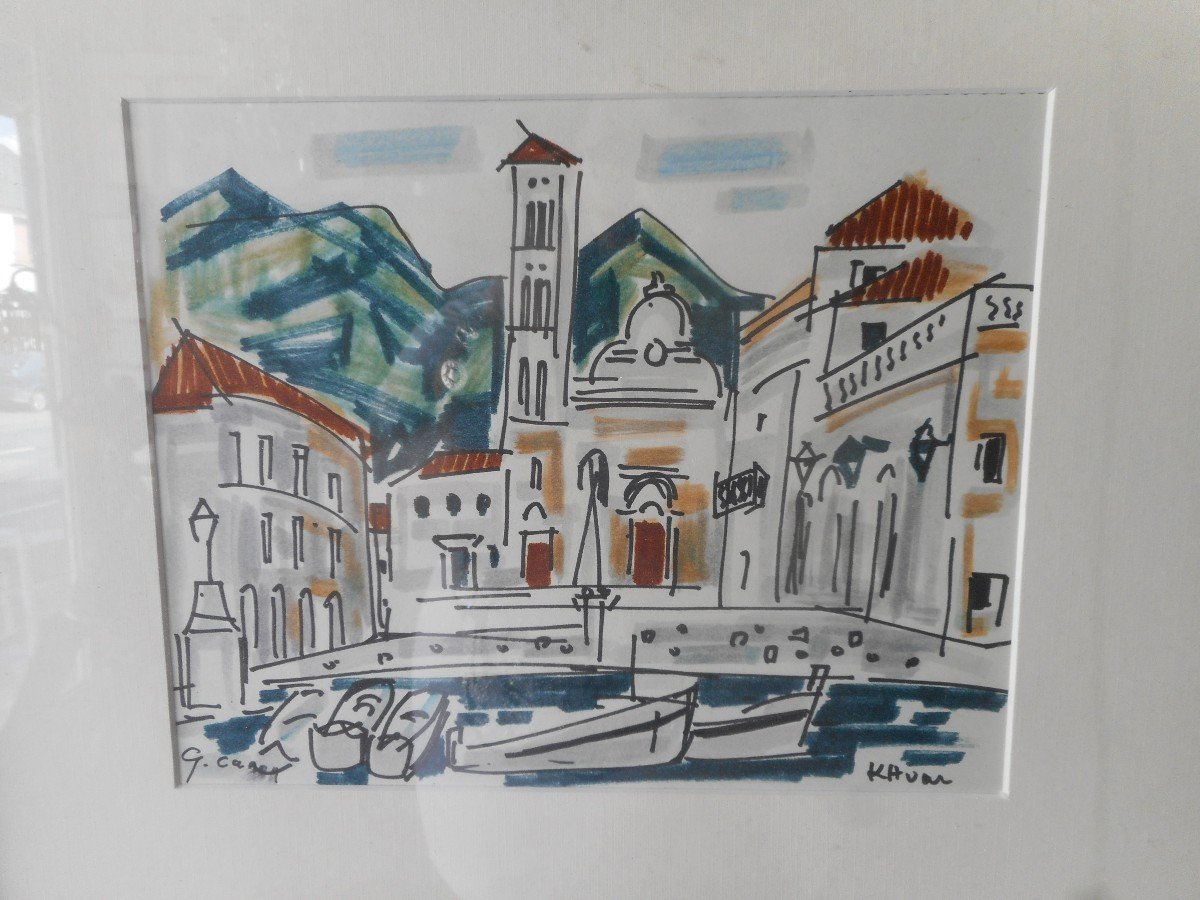 Series Of Five Watercolors By The Montmartre Painter Gabrielle Canon-courio-photo-3