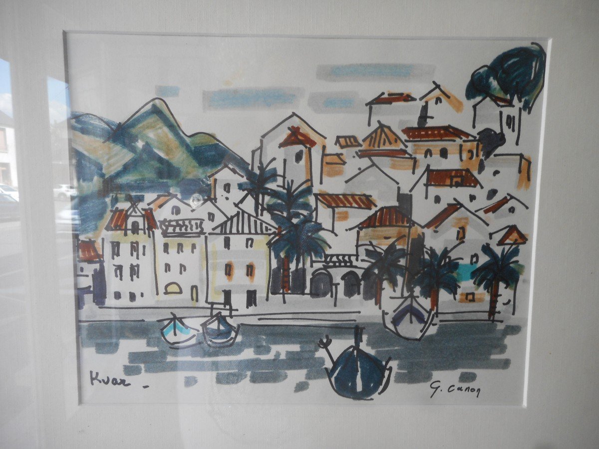 Series Of Five Watercolors By The Montmartre Painter Gabrielle Canon-courio-photo-4