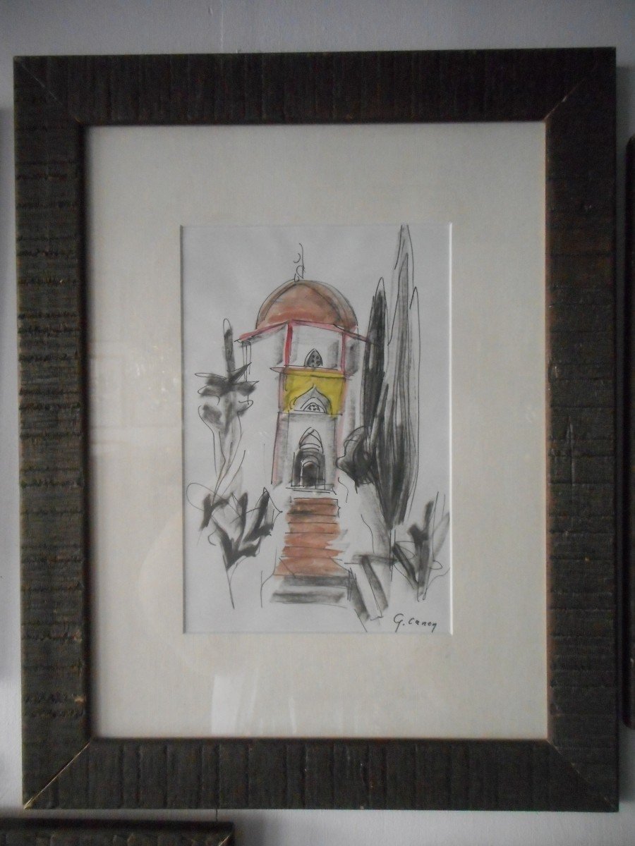 Series Of Five Watercolors By The Montmartre Painter Gabrielle Canon-courio-photo-1