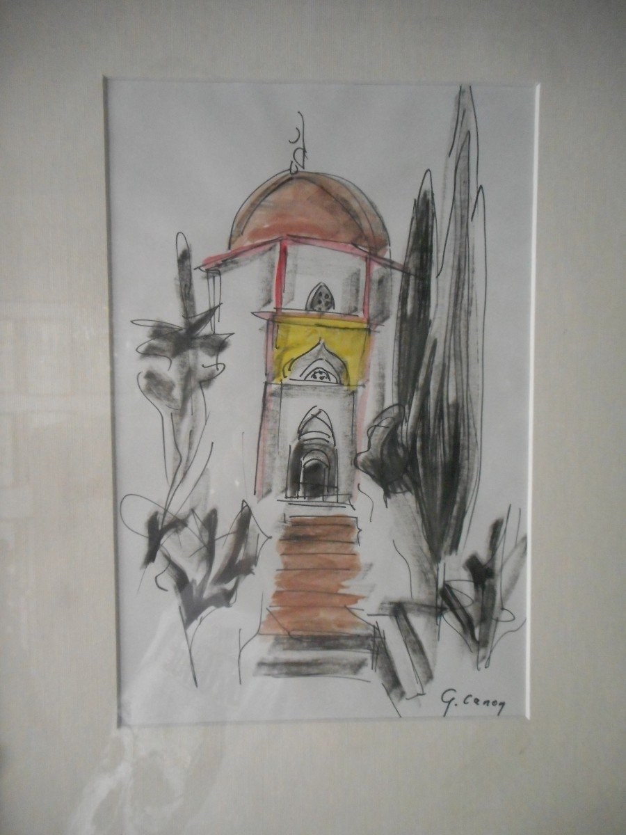 Series Of Five Watercolors By The Montmartre Painter Gabrielle Canon-courio-photo-6