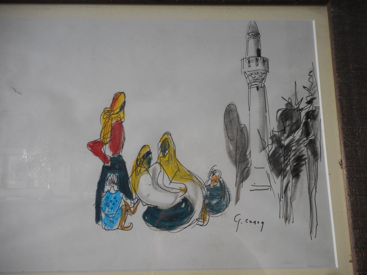 Series Of Five Watercolors By The Montmartre Painter Gabrielle Canon-courio-photo-7