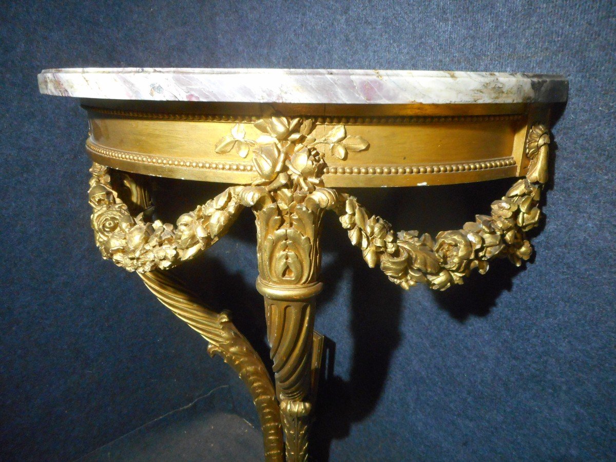Pair Of Console With Cornucopias In Golden Wood Nineteenth Time-photo-5