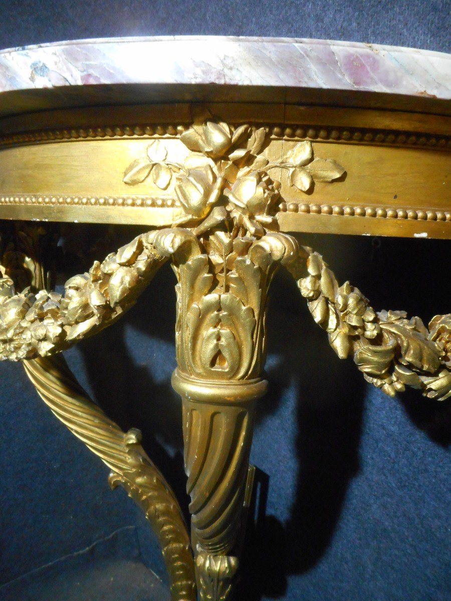 Pair Of Console With Cornucopias In Golden Wood Nineteenth Time-photo-6