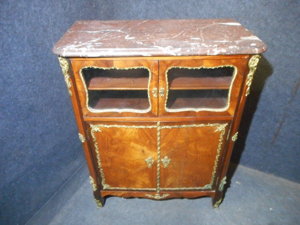 Small Furniture In Marquetry And Gilt Bronze Eighteenth Time-photo-3