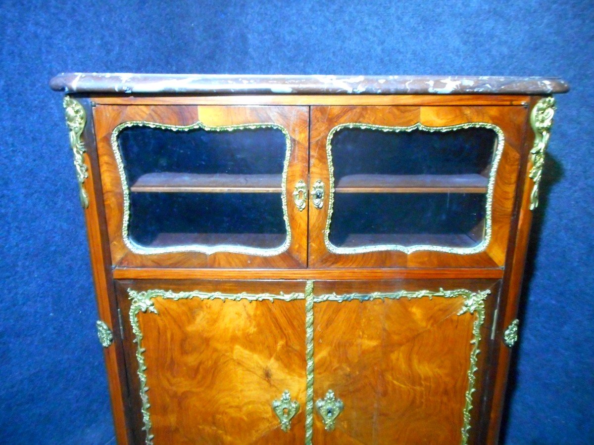 Small Furniture In Marquetry And Gilt Bronze Eighteenth Time-photo-4