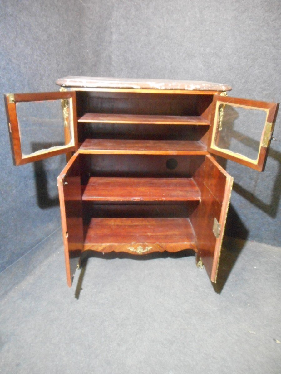 Small Furniture In Marquetry And Gilt Bronze Eighteenth Time-photo-2