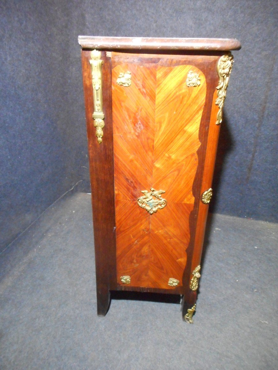 Small Furniture In Marquetry And Gilt Bronze Eighteenth Time-photo-3
