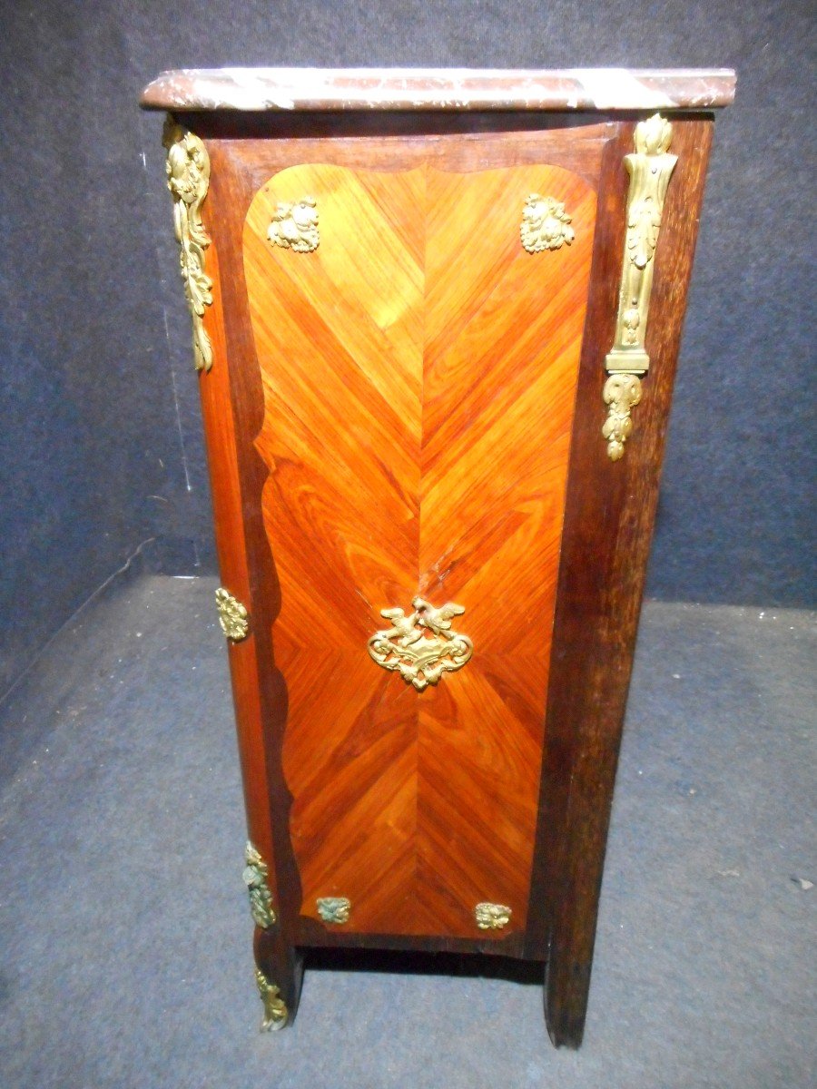 Small Furniture In Marquetry And Gilt Bronze Eighteenth Time-photo-4