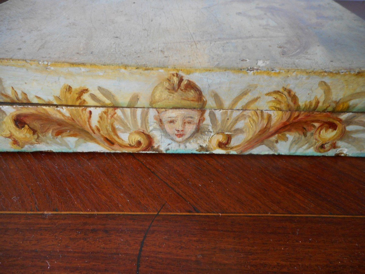 Watercolor Box Early Nineteenth Painted With Decors Provenance Castle-photo-6