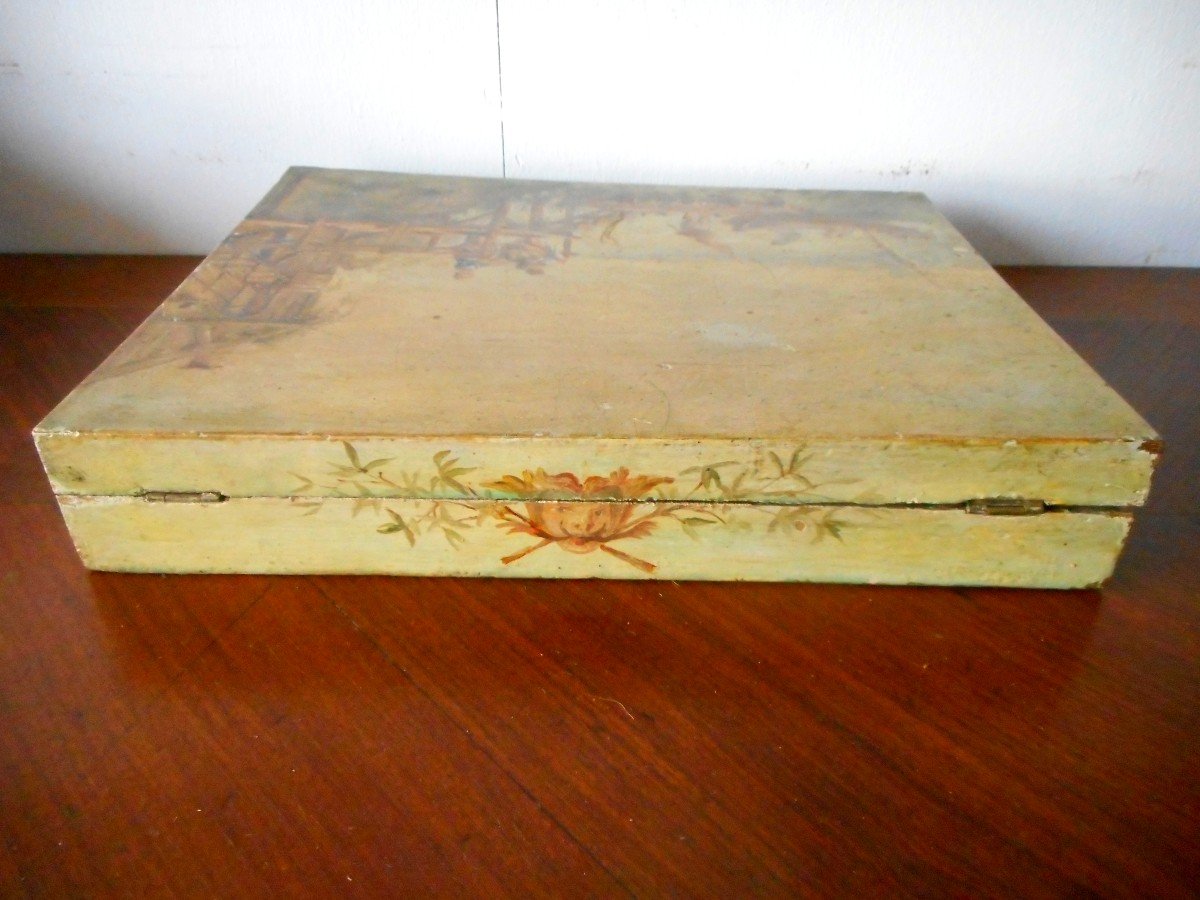 Watercolor Box Early Nineteenth Painted With Decors Provenance Castle-photo-7
