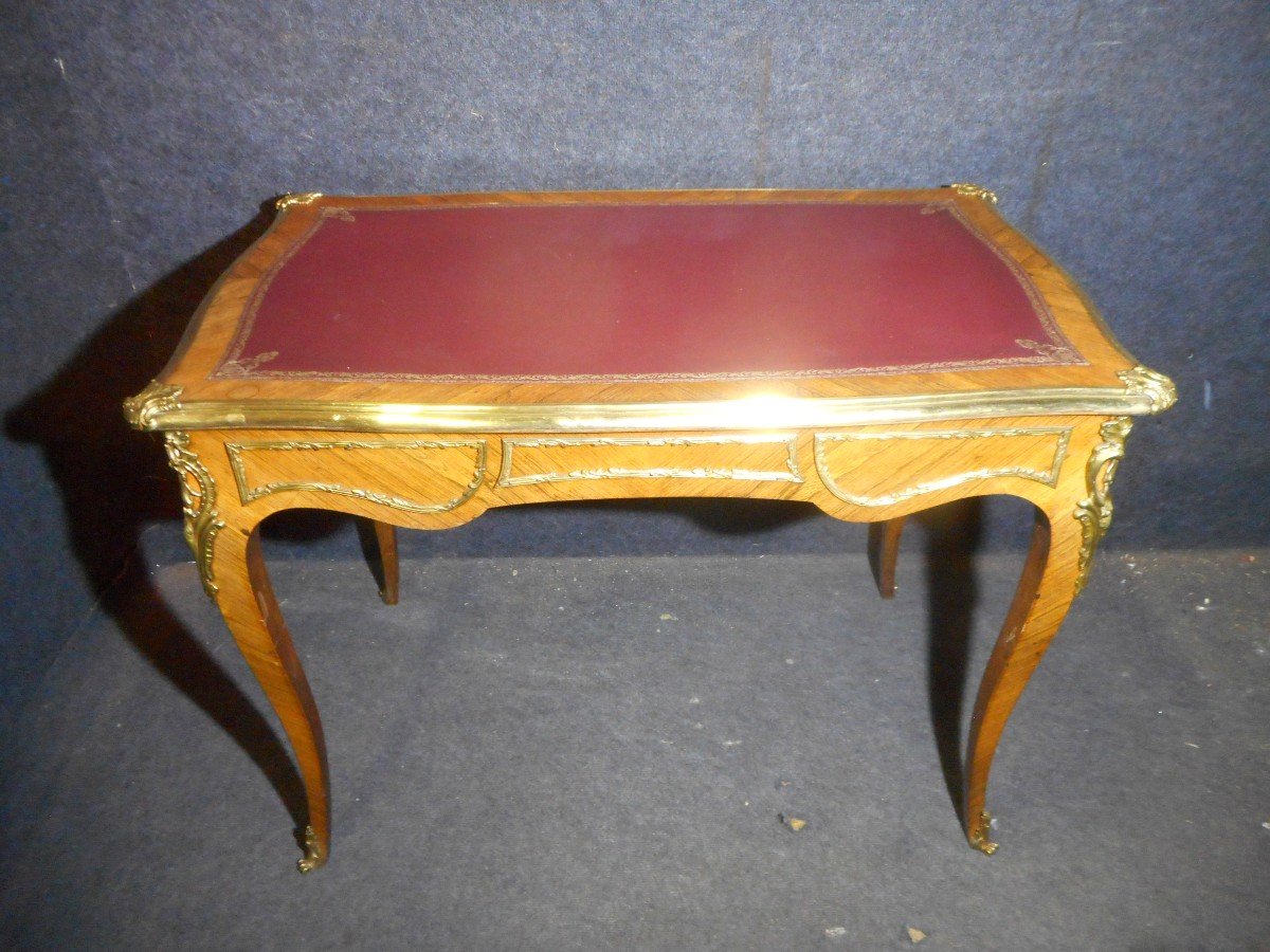 Desk In Marquetry And Gilt Bronze Nineteenth Time-photo-4