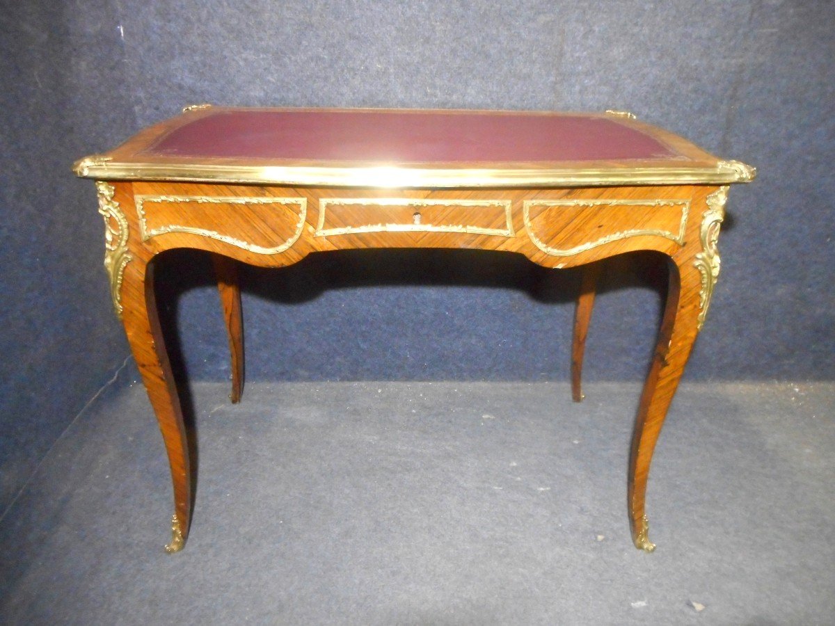 Desk In Marquetry And Gilt Bronze Nineteenth Time
