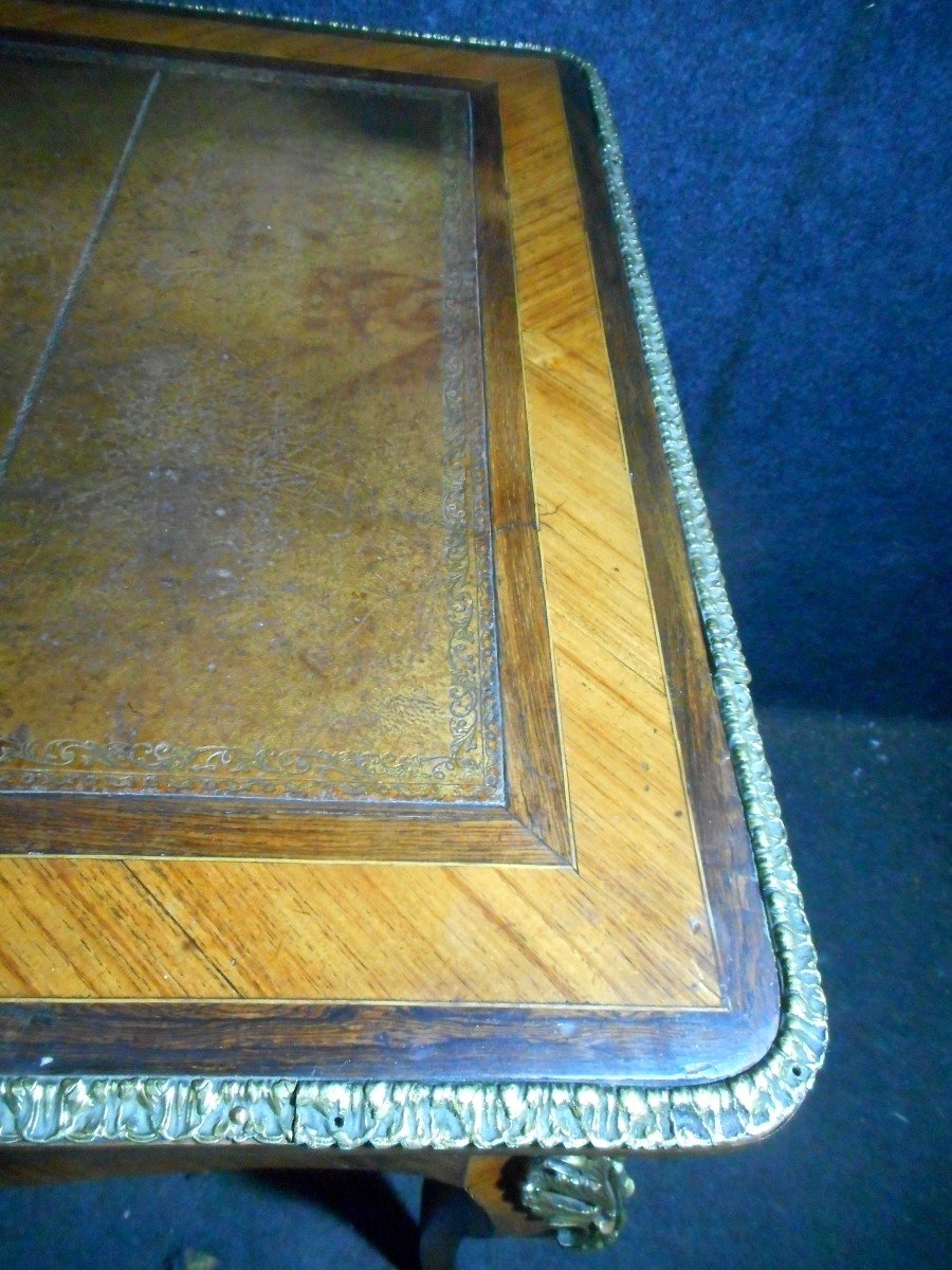 Bureau En Marqueterie Et Bronze Doré époque Napoléon III-photo-1