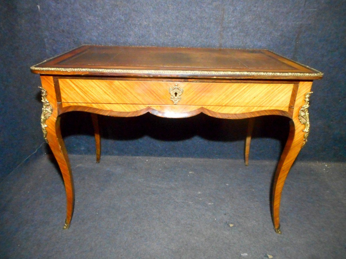 Bureau En Marqueterie Et Bronze Doré époque Napoléon III