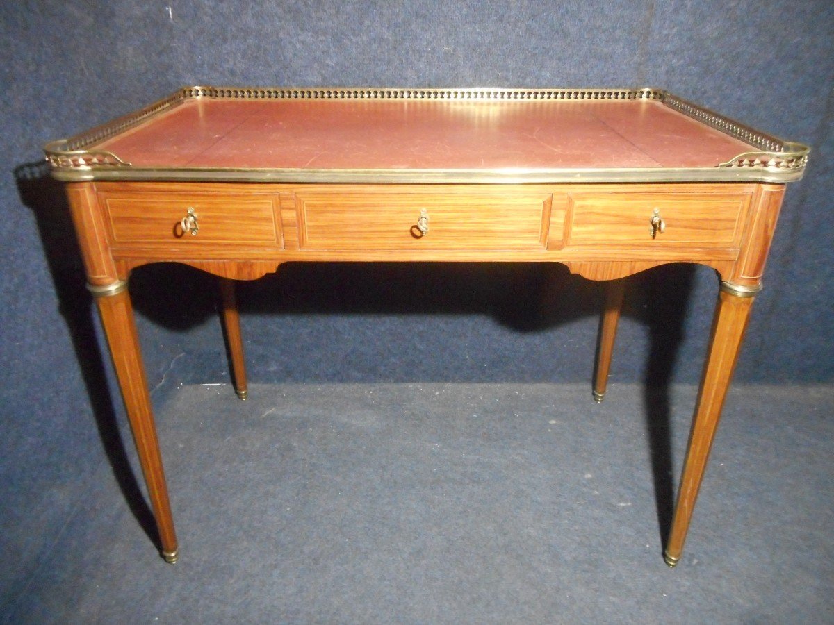 Desk In Marquetry And Gilt Bronze Nineteenth Time Attributed To Jeanselme-photo-2