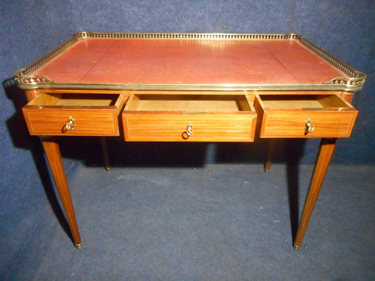 Desk In Marquetry And Gilt Bronze Nineteenth Time Attributed To Jeanselme-photo-3