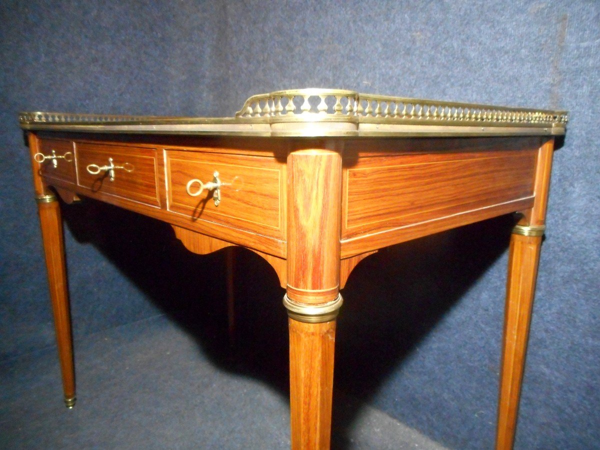 Desk In Marquetry And Gilt Bronze Nineteenth Time Attributed To Jeanselme-photo-5