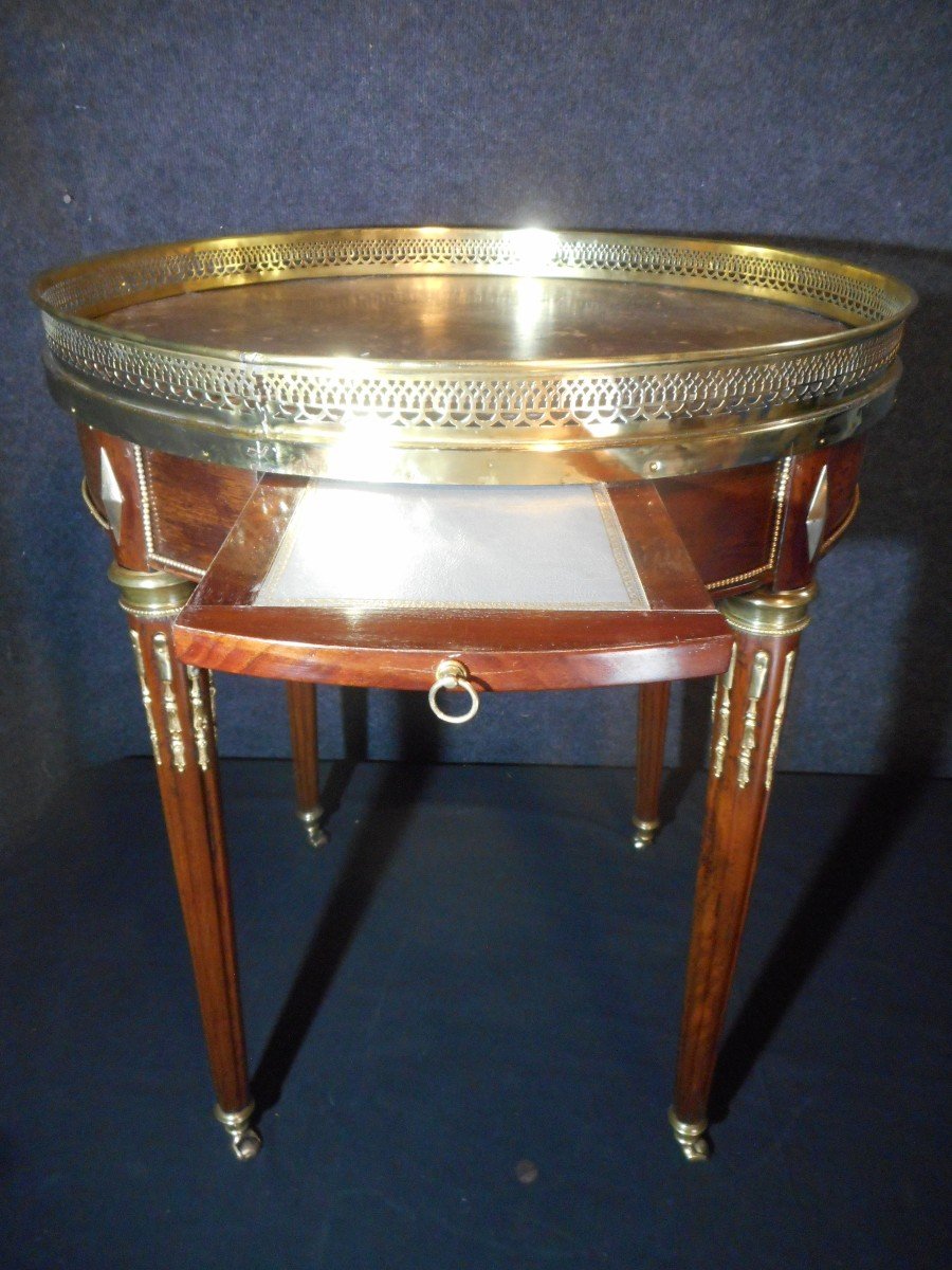 Table Bouillotte En Acajou Et Bronze Doré époque XVIIIe-photo-5
